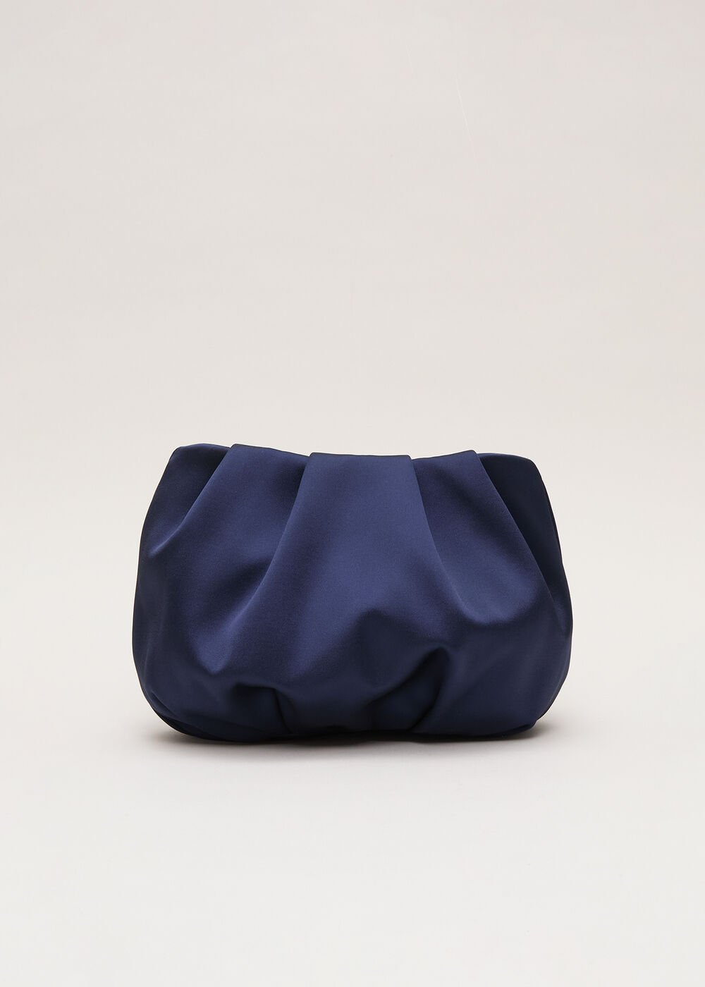Satin Clutch Bag - Navy
