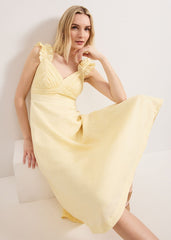 Hannah Linen Dress - Yellow