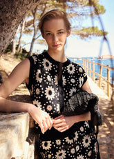 Maggie Crochet Waistcoat - Black/Ivory