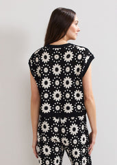 Maggie Crochet Waistcoat - Black/Ivory