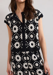 Maggie Crochet Waistcoat - Black/Ivory