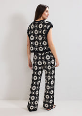 Maggie Crochet Trousers - Black/Ivory