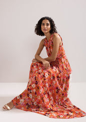 Zelah Floral Dress - Orange