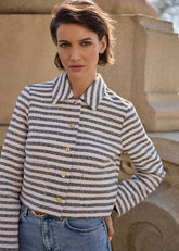 Neave Stripe Jacket - Navy/Ivory