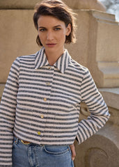 Neave Stripe Jacket - Navy/Ivory