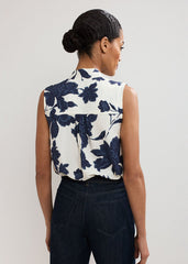 Junie Floral Blouse - Navy/Ivory