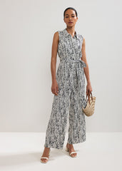 Janine Spot Jumpsuit - Black/Ivory