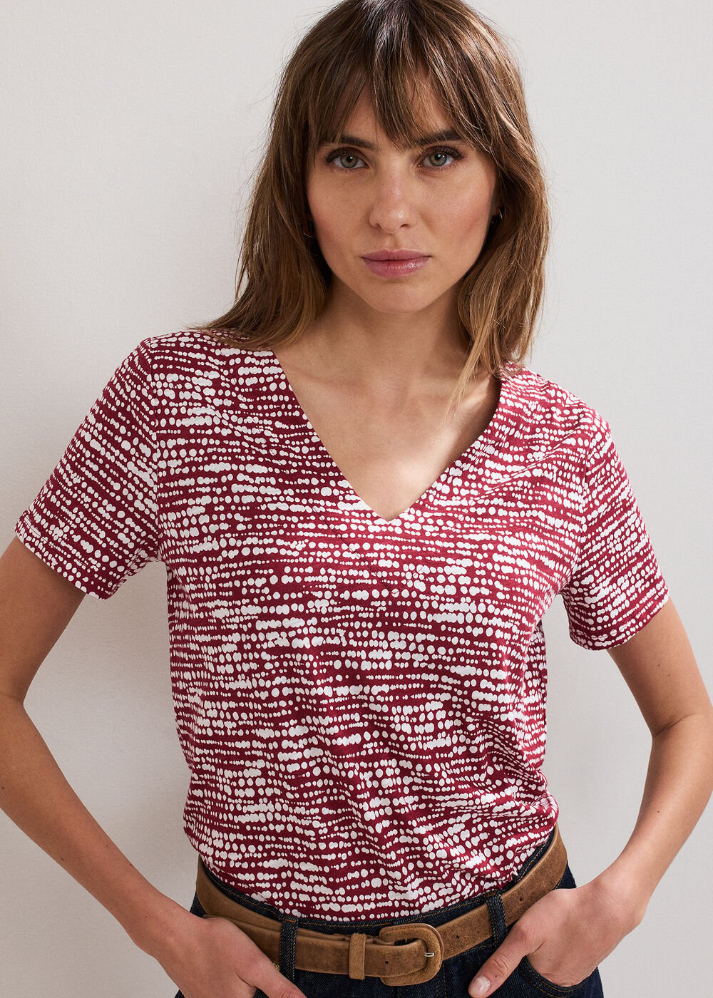 Alice Spot Print Top - Burgundy