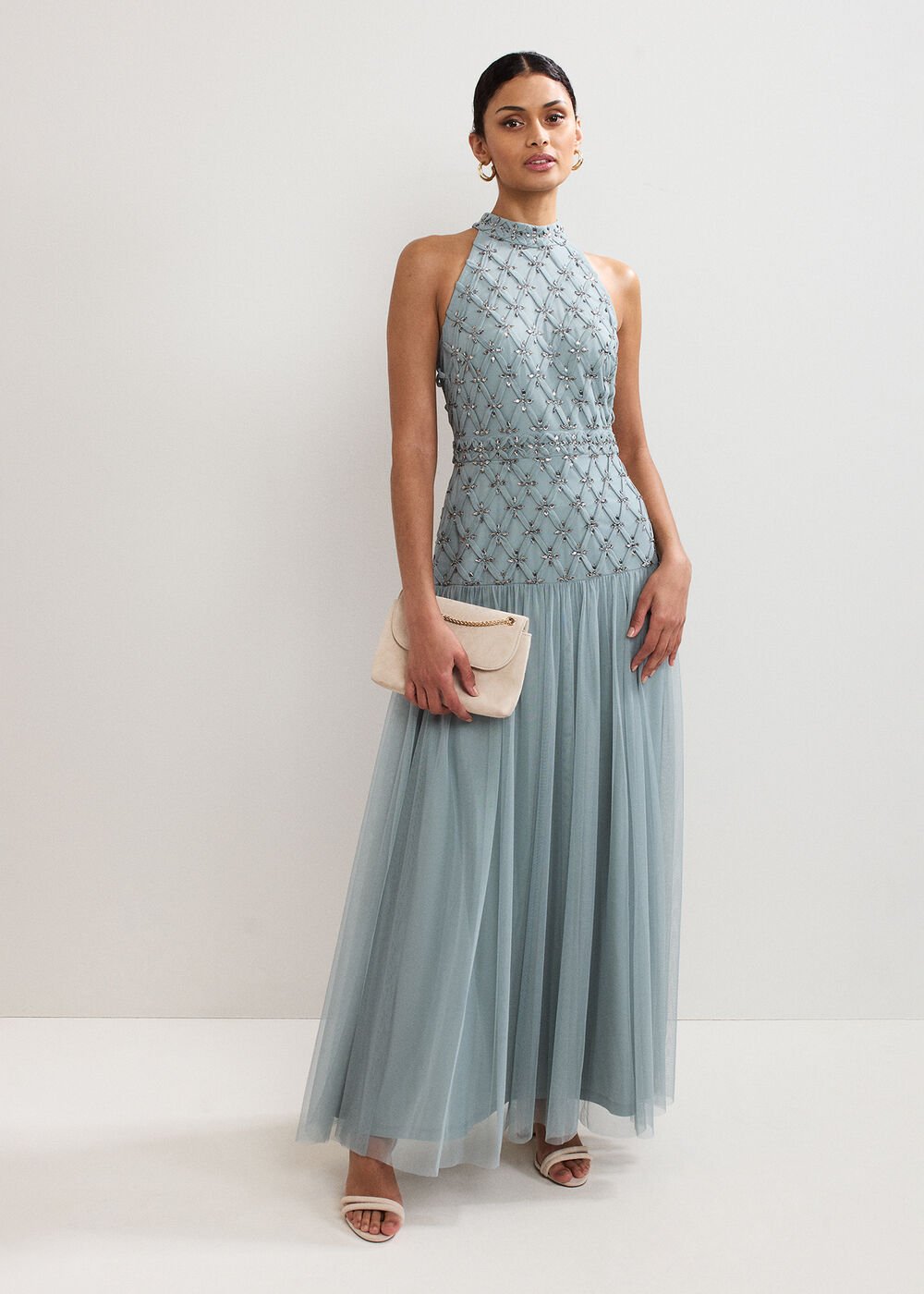 Nola Sequin Dress - Eau De Nil