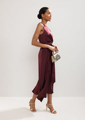 Felicity Satin Dress - Burgundy