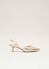 Kitten Heel Shoes - Gold