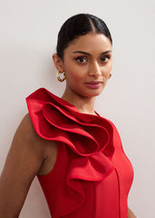 Tyra Ruffle Dress - Red
