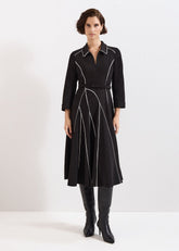 Tilly Piped Dress - Black/Ivory