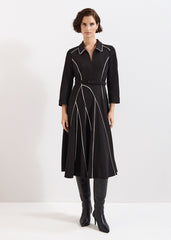 Tilly Piped Dress - Black/Ivory