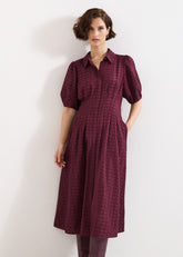 Yasmine Textured Midi Dress - Burgundy