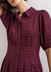 Yasmine Textured Midi Dress - Burgundy