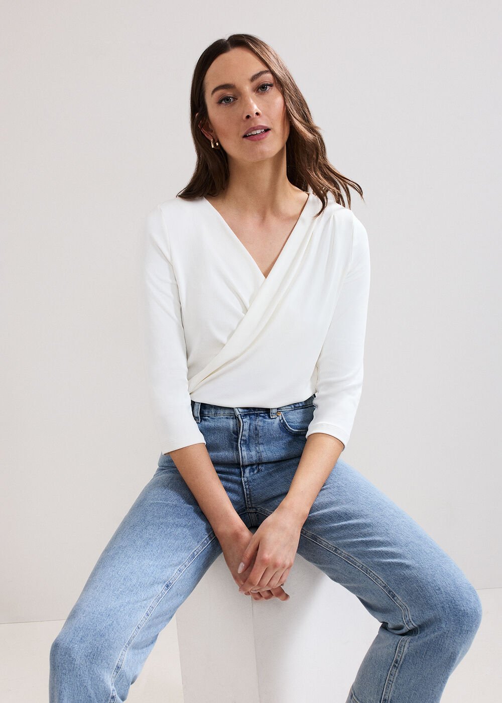 Sutton Drape Top - White