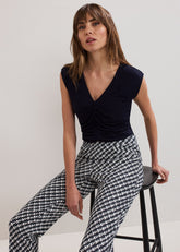 Taia V Neck Top - Navy