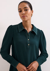 Gina Collar Swing Dress - Green