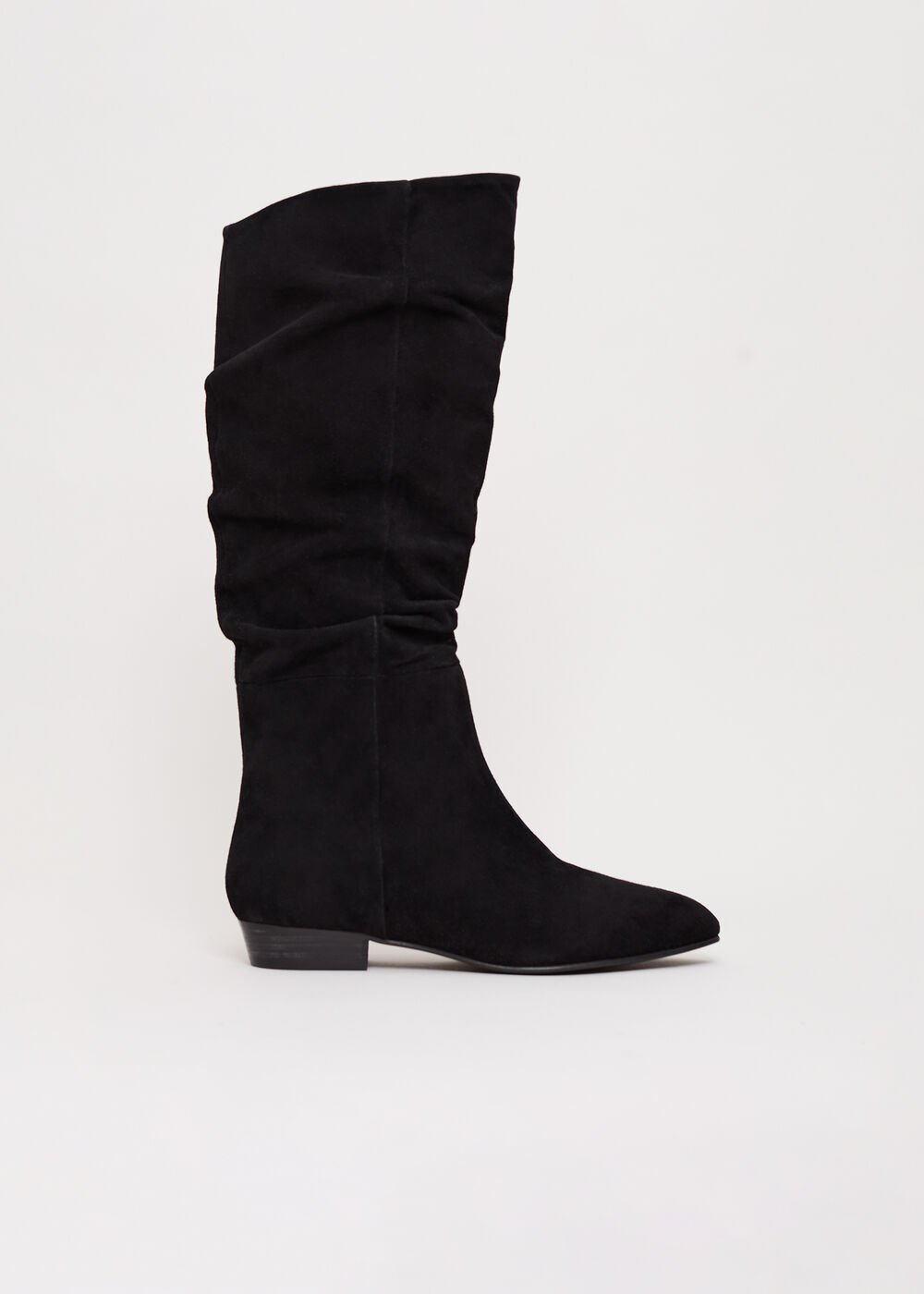 Suede Flat Boot - Black