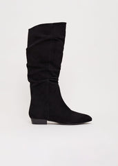 Suede Flat Boot - Black