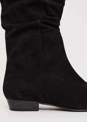 Suede Flat Boot - Black