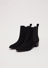 Suede Studded Boot - Black