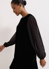 Velvet Swing Dress - Black