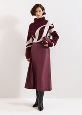 Antoinette PU Midi Skirt - Dark Red