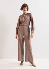 Aubrie Brown Straight Leg Trousers - Neutral