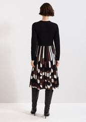 Maci Pleated Knit Dress - Brown