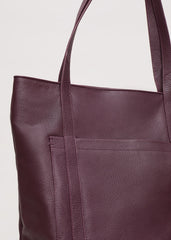 Leather Shopper Tote - Dark Red