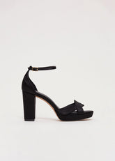 Satin Black Platform Sandal - Black