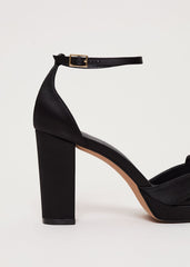 Satin Black Platform Sandal - Black