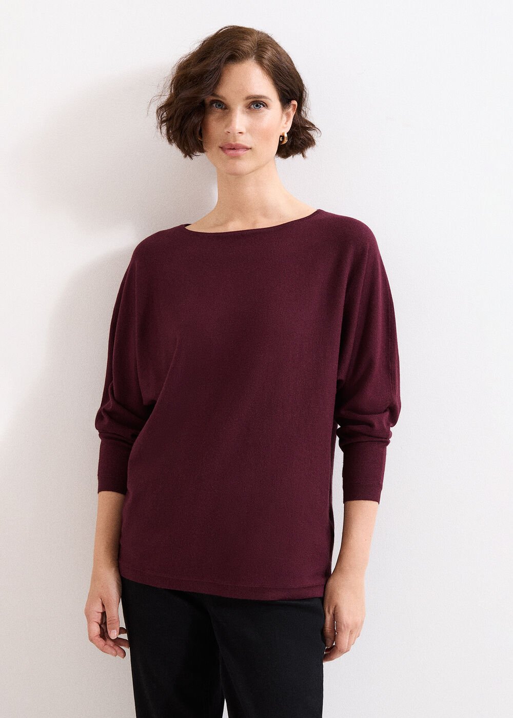 Long Line Cristine Jumper - Burgundy