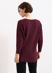 Long Line Cristine Jumper - Burgundy