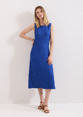 Talia Textured Midi Dress - Blue