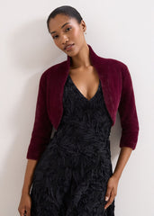 Fay Burgundy Fluffy Bolero - Burgundy