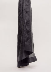 Satin Trim Scarf - Black