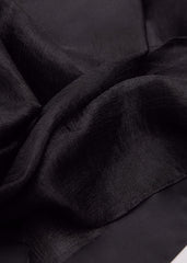 Satin Trim Scarf - Black