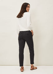 Bea Spot Tapered Trouser - Black/White