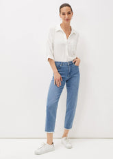 Petra Raw Hem Straight Leg Jean - Blue