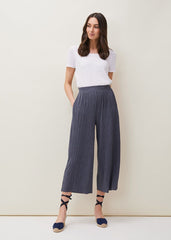 Bradie Plisse Wide Leg Trousers - Charcoal