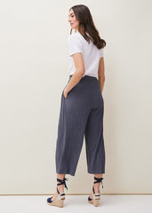 Bradie Plisse Wide Leg Trousers - Charcoal