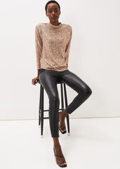 Amina Faux Leather Jegging - Black