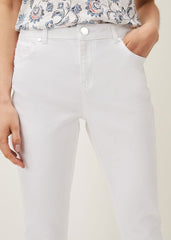 Bobbie Skinny Button Hem Jean - White
