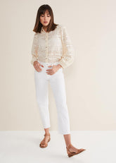 Petra Raw Hem Straight Leg Jean - White