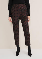 Mackenzie Geo Jacquard Tapered Trouser - Black/Chocolate