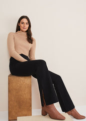 Ara Side Split Bootcut Ponte Trouser - Black
