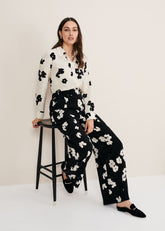 Rae Floral Wide Leg Trouser - Black